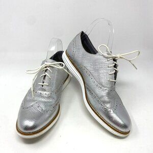 Cole Haan Womens Shoes Oxford Sneaker Lace Up Silver Style# W01573 Size 9.5 M